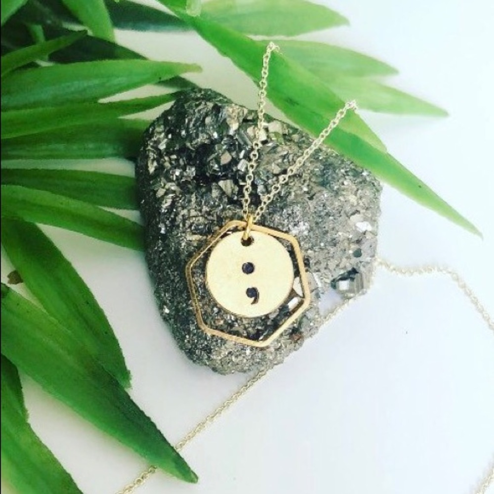 Semicolon mental health necklace jewelry